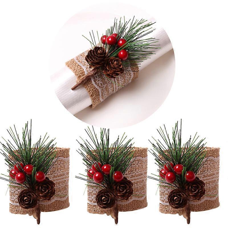 Pine Cone  Needle Red Berries Napkin