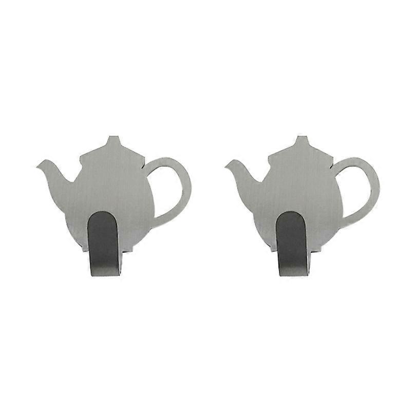 2Pcs Creative Teapot Shape Adhesive Wall Hook Clothes Coat Hanger Home Decor KAESI