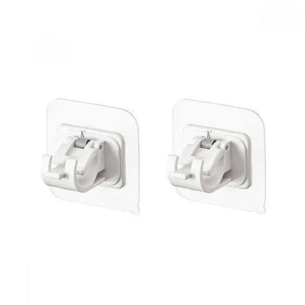 2-Pack Self-Adhesive Curtain Rod Bracket Hooks - White