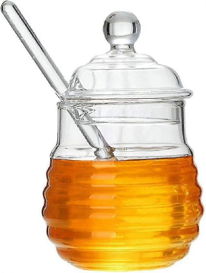Honey Jar With Transparent Borosilicate Honey Spoon Syrup Pot