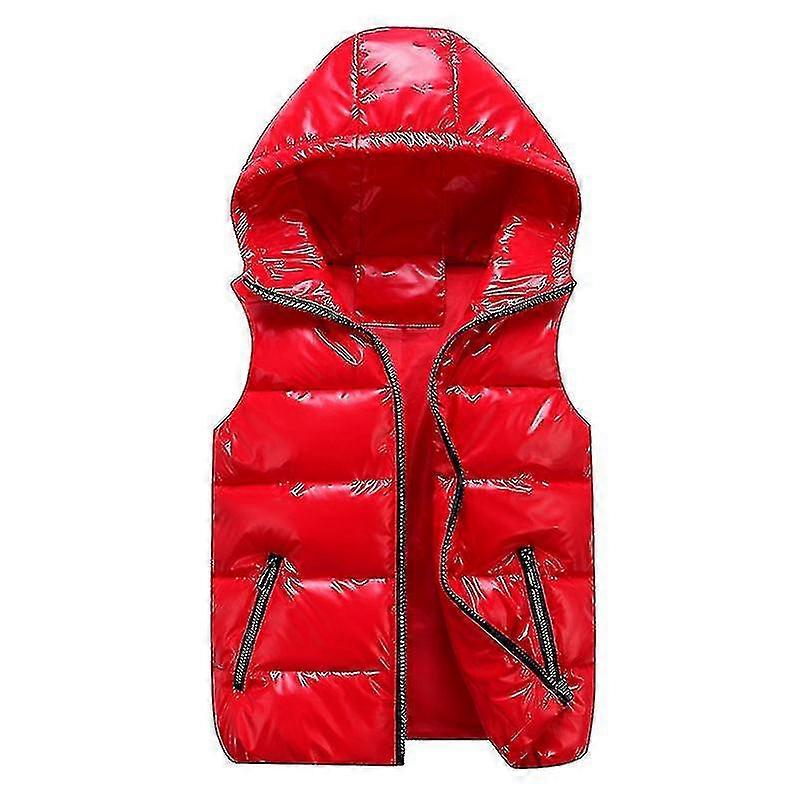 Unisex Shiny Padded Vest Hooded Stand Collar Waistcoat For Men And