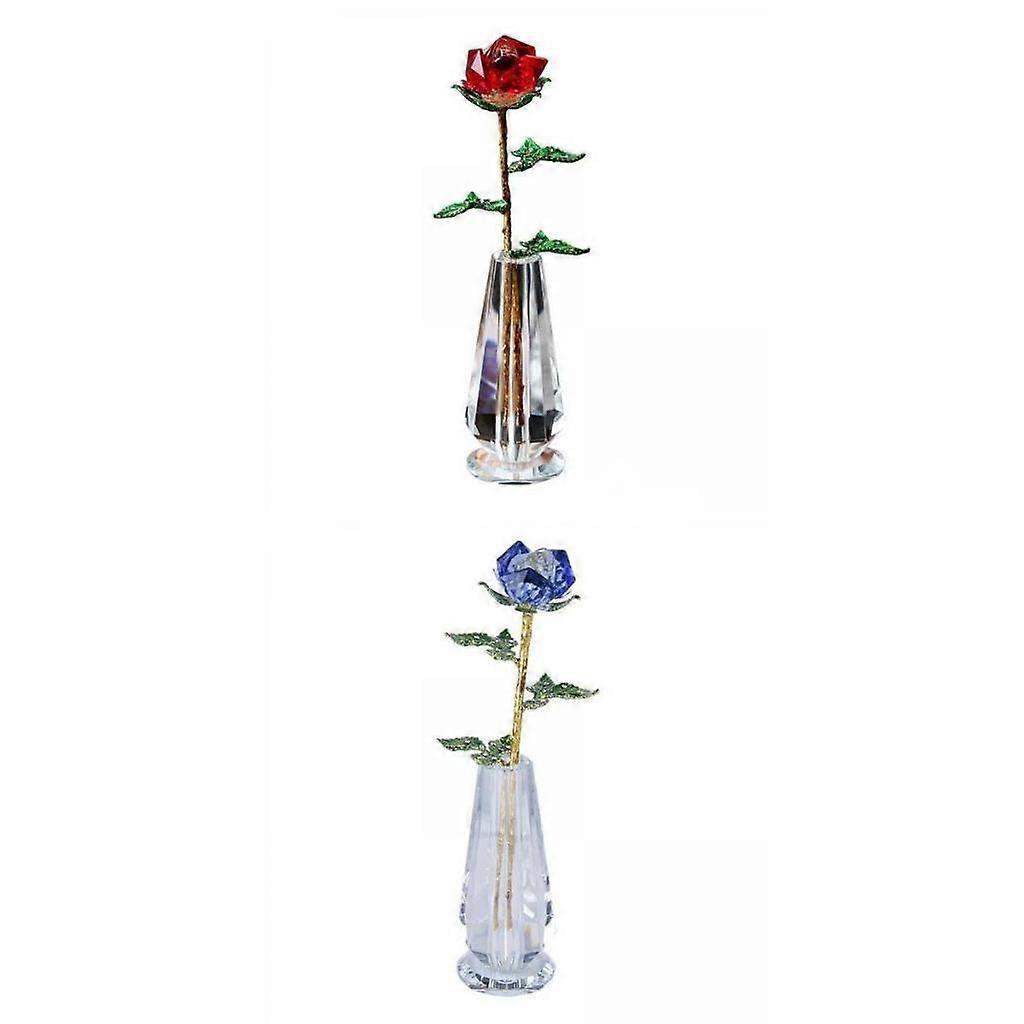 2x Artificial Crystal Rose Flower Beautiful Gift for Wedding