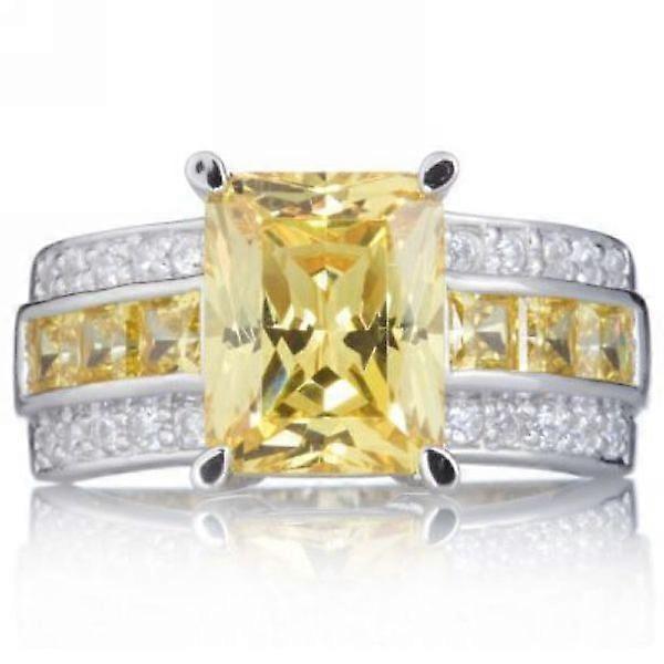 Taille 7-11 Jaune Topaze Mariage 18K Or Rempli Mens Femmes Délicates Anneaux Cadeau