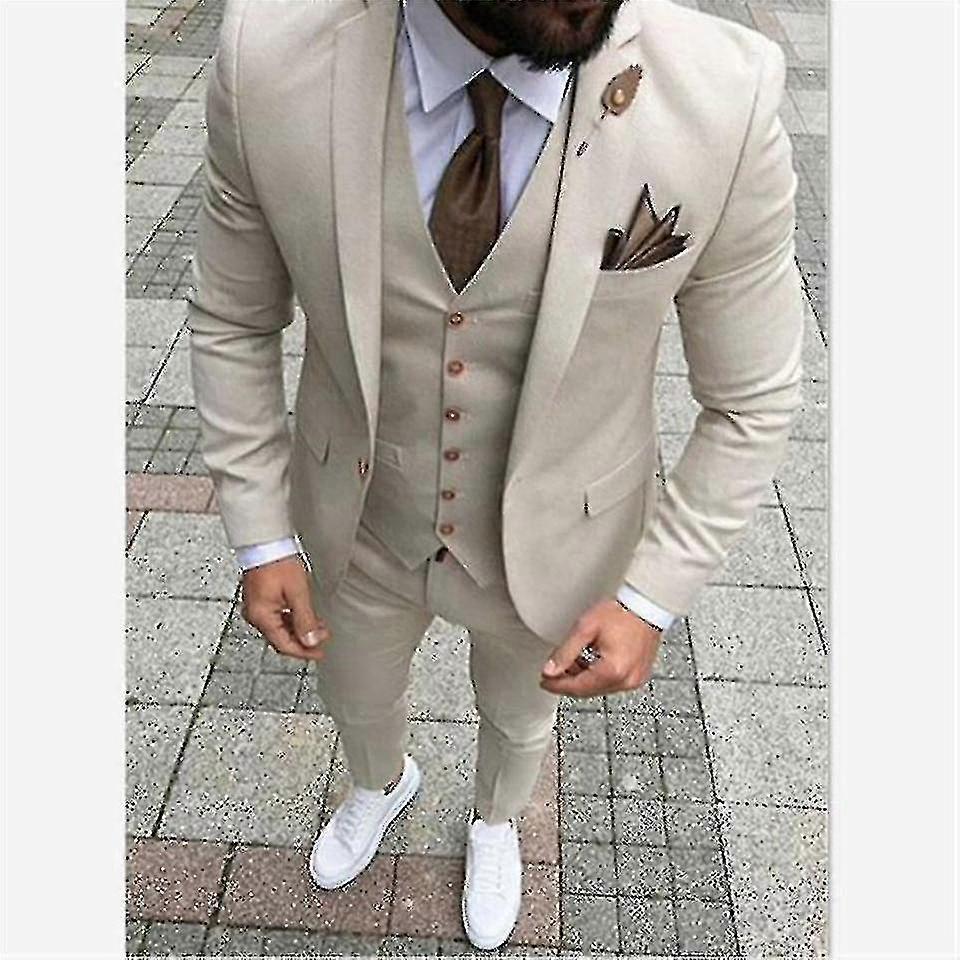 Mode Handsome Groom Tuxedos Veste Gilet Pantalon-DF