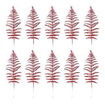 10Pcs Simulation Leaves Plants Ornament Decorative Plants Fake Plants Adornment Red