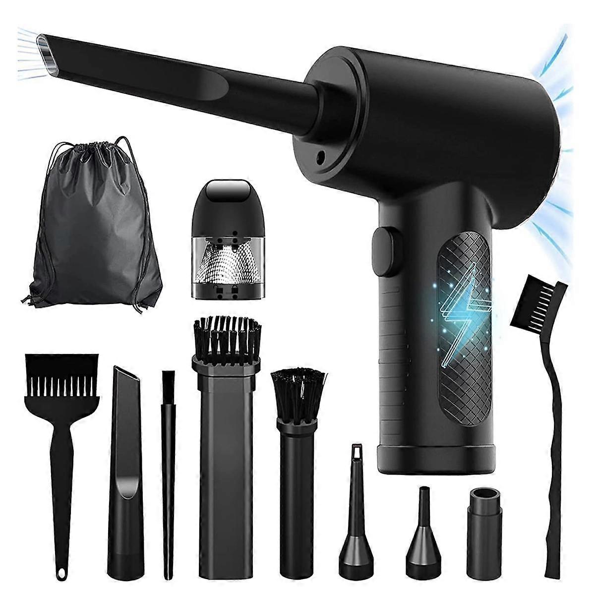 Druckluft-Staubwedel, elektrischer Druckluft-Staubwedel und Staubsauger 2 in 1, 3 Geschwindigkeiten 100.000 U/min, kabelloser Luftbläser, wiederverwendbarer Druckluft-Staubwedel