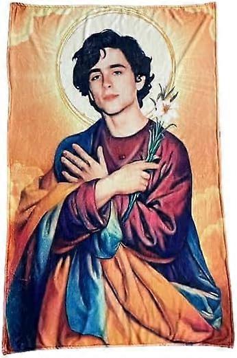 Cobertor Timothe Chalamet Actor Tecido de Fleece Macio com Descanso - Laranja