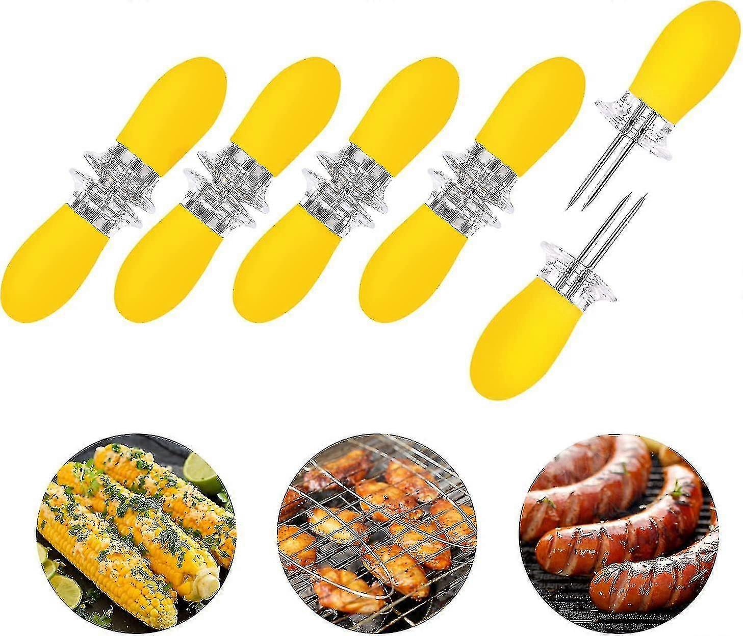 10pcs/5 Pairs Corn Cob Holders Stainless Steel Fork Skewers For Corn O
