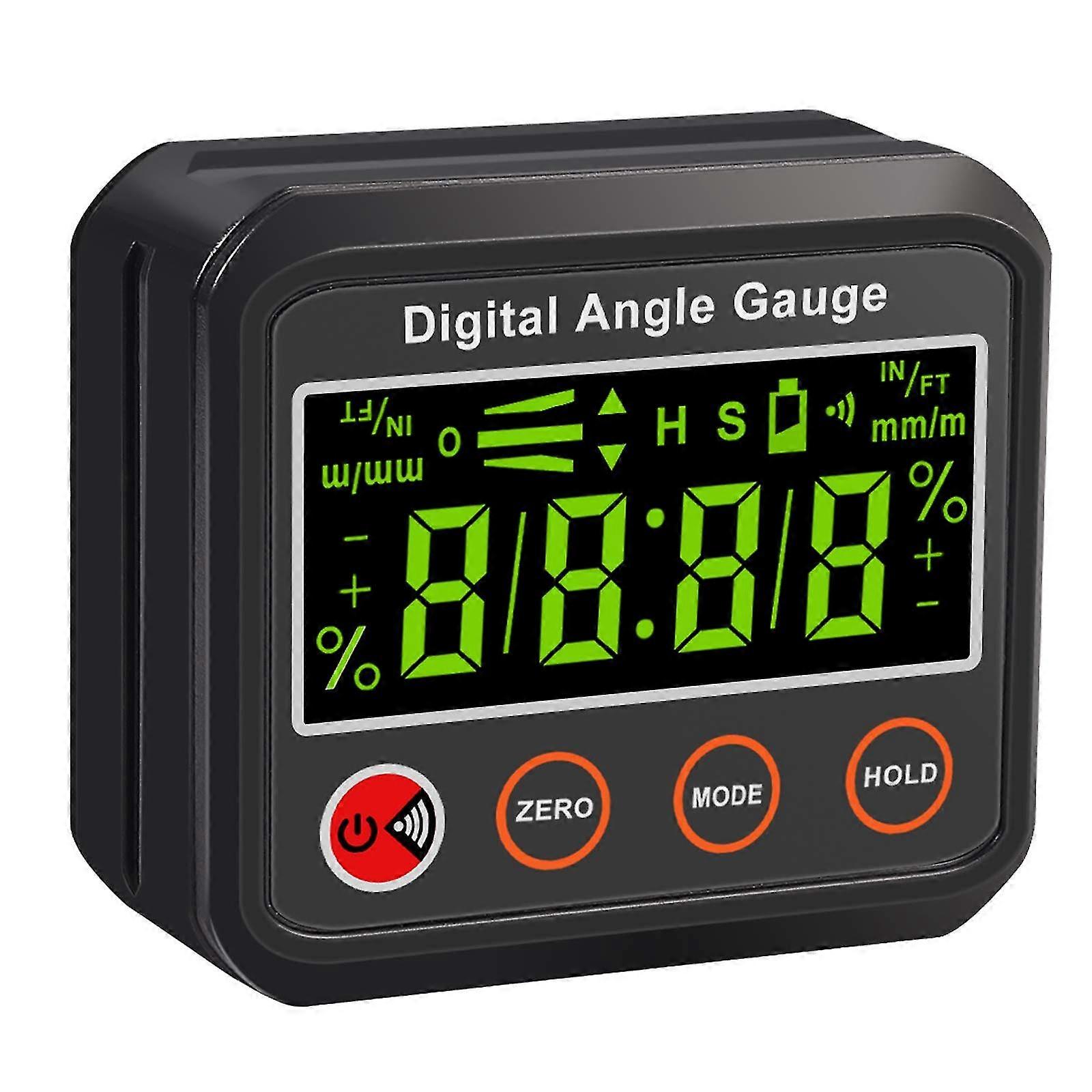 Lcd Digital Inclinometer Degrees / % / Mm/m / In/ft Ip42 Waterproof With V-groove Magnetic Base, Alarm Function, With Batteries For Woodworking Automo
