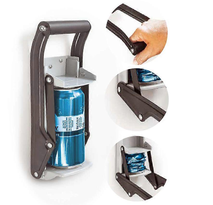 Gray Can Crusher and Bottle Opener - 2-in-1 Aluminum Kitchen Recycling Tool for Recycling Beer Cans, Shredding Soda Cans, Beer