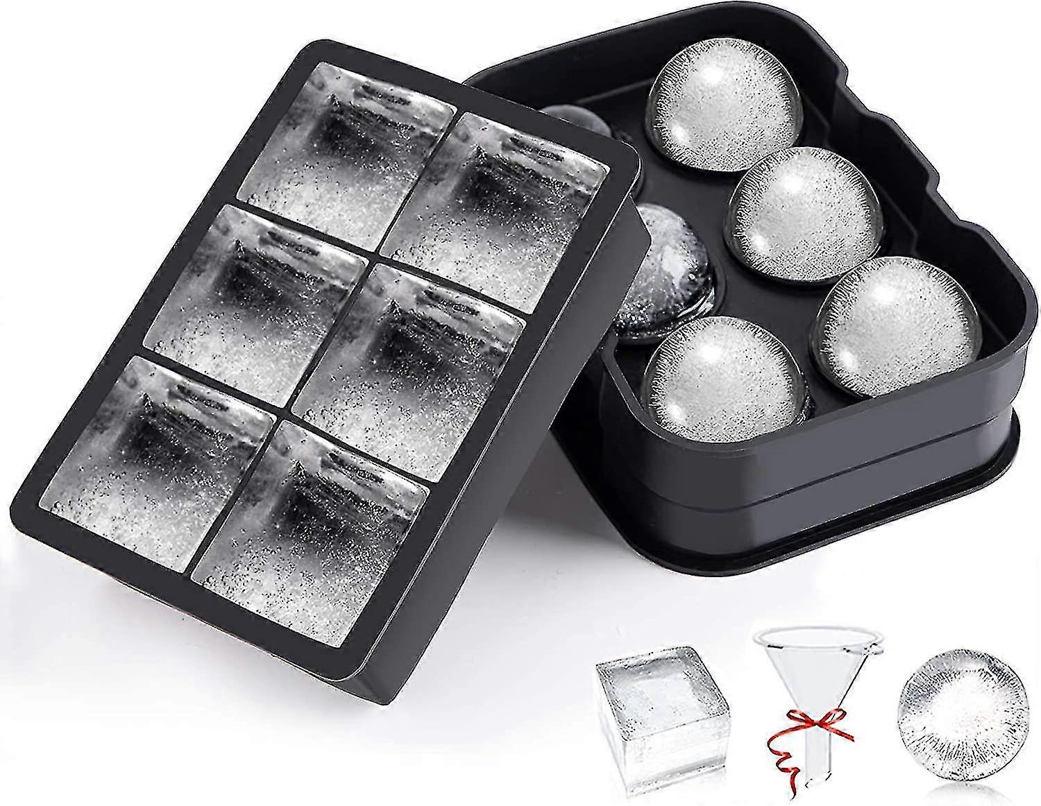 Ice Cube Mold, Silicone Ice Cube Tray With Lid And Large Square
