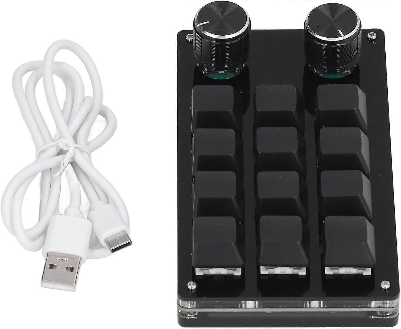 12-Key DIY Mechanical Gaming Keypad with 2 Knobs, USB Plug-and-Play for OSU, Gaming, and Industrial Control