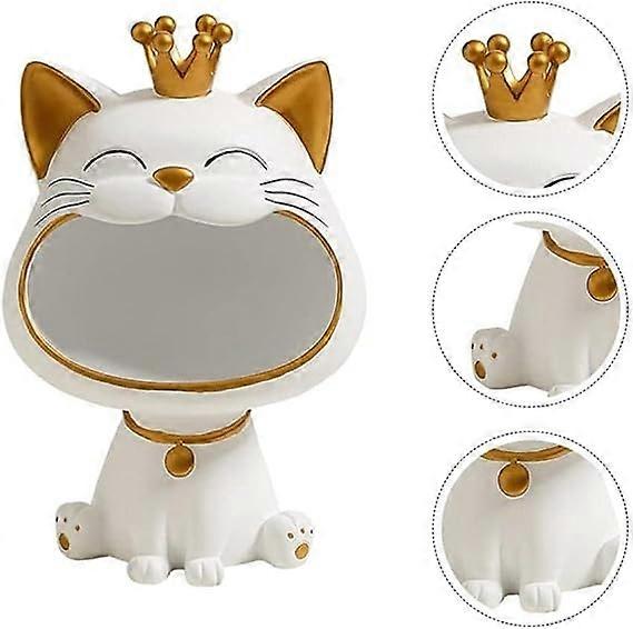 Jewellery Piece Cat Figures Storage Box, Laughing Cat Key Storage Box, Large Statue Desk Small Items Container Organiser Sculpture, Cat Sculpture Stat