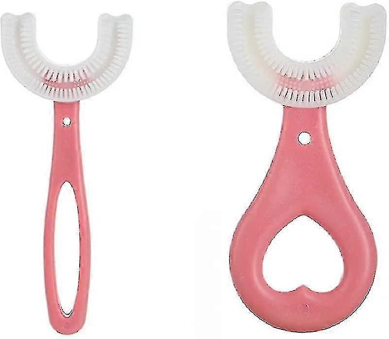 2-dílný Full-circle Dětský zubní kartáček ve tvaru písmene U, 360-stupňová čisticí ústa, modrá