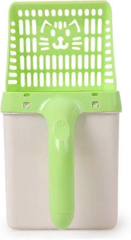 Kattenbakschep, met houderreiniger groen