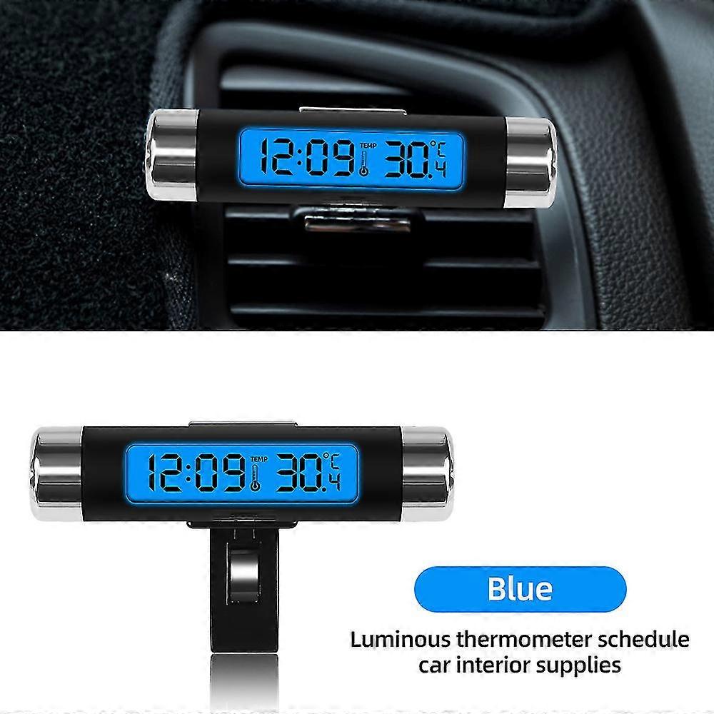 2 In 1 Electronic Car Clock Thermometer Time Watch Auto Clocks Luminous Lcd Digital Display Dashboard Styling Accessories Zw