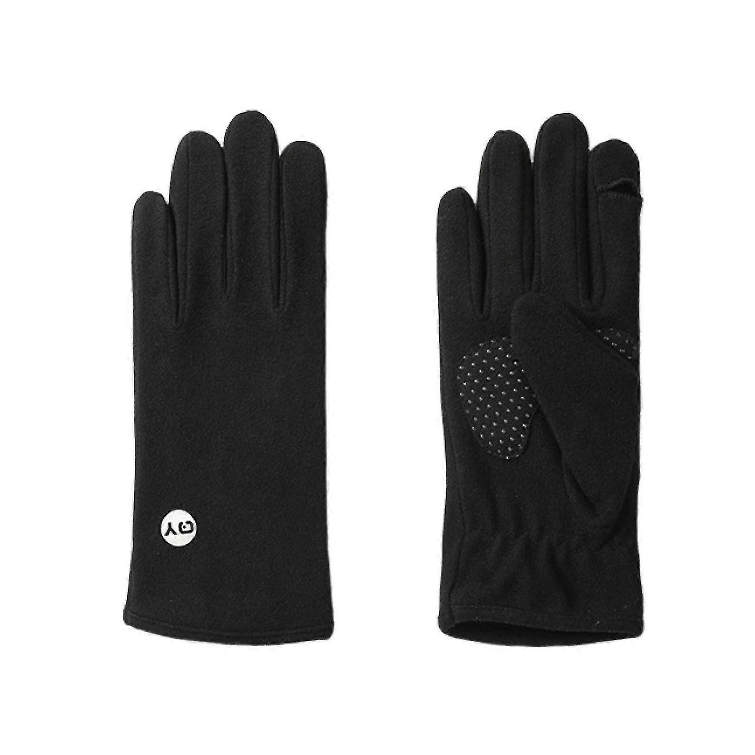 1 Pair Winter Gloves Fingertip Flap Design Touch Screen Anti-slip Warm Soft Knit Lining Gloves Ideal