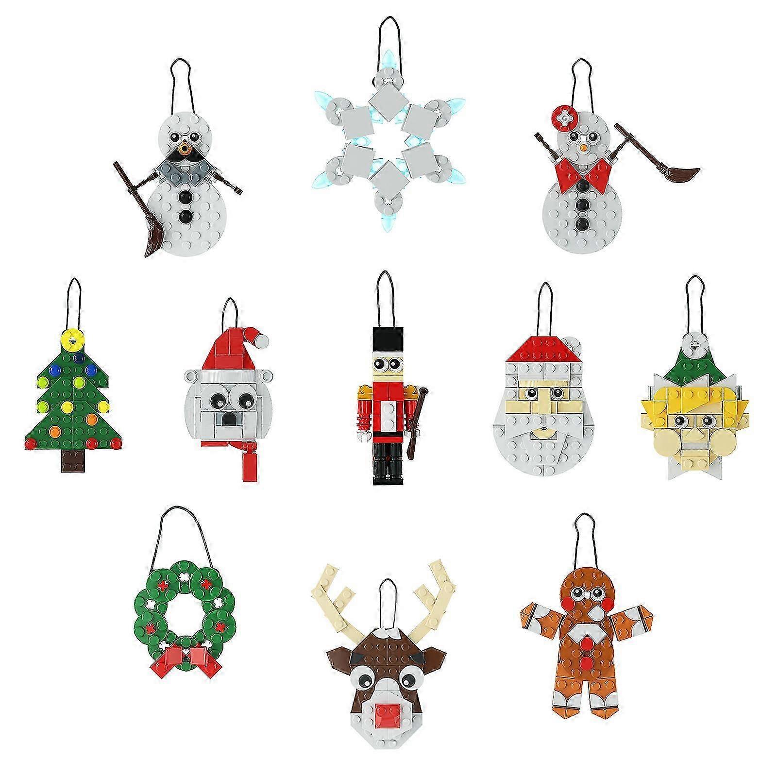 11 Packs Christmas Ornaments Building Set - Hanging Christmas Tree,Wreath, Santa,Snowman, Gingerbread, Reindeer, Polar Bear, Nutcracker Snowflakes Hol