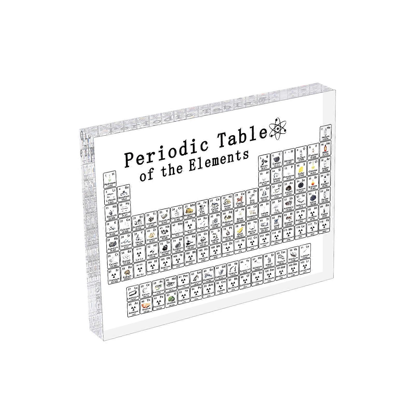 Clear Acrylic Periodic Table Display With Real Elements Teaching School Kid Gift