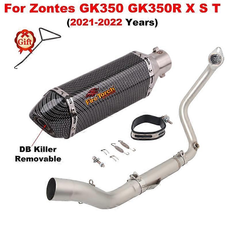 Full System Motorcycle Exhaust Escape Slip On For Zontes GK350 GK350R GK 350 R X S T Modify Front Link Pipe 51mm Moto Muffler