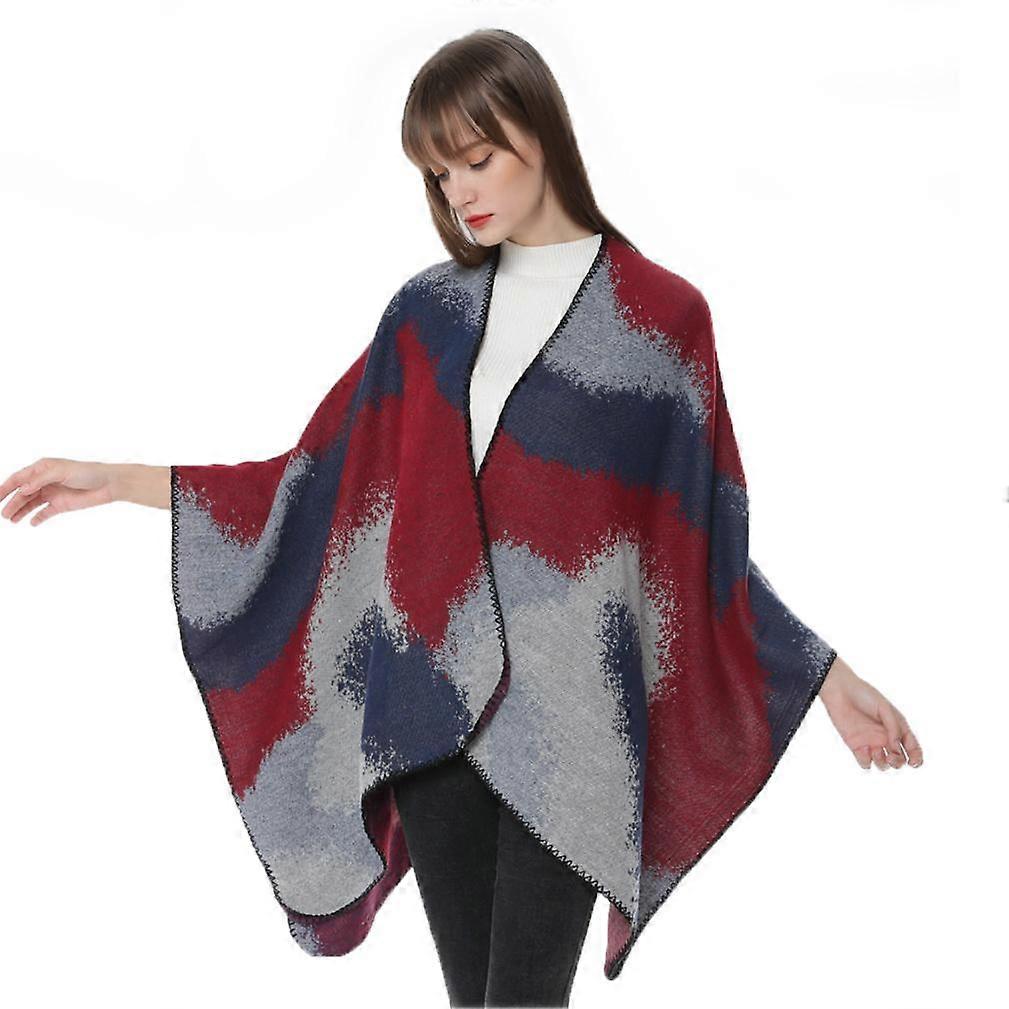 Womens' Shawl Wrap Loose Poncho Warm Cape Gredient Color for Lady
