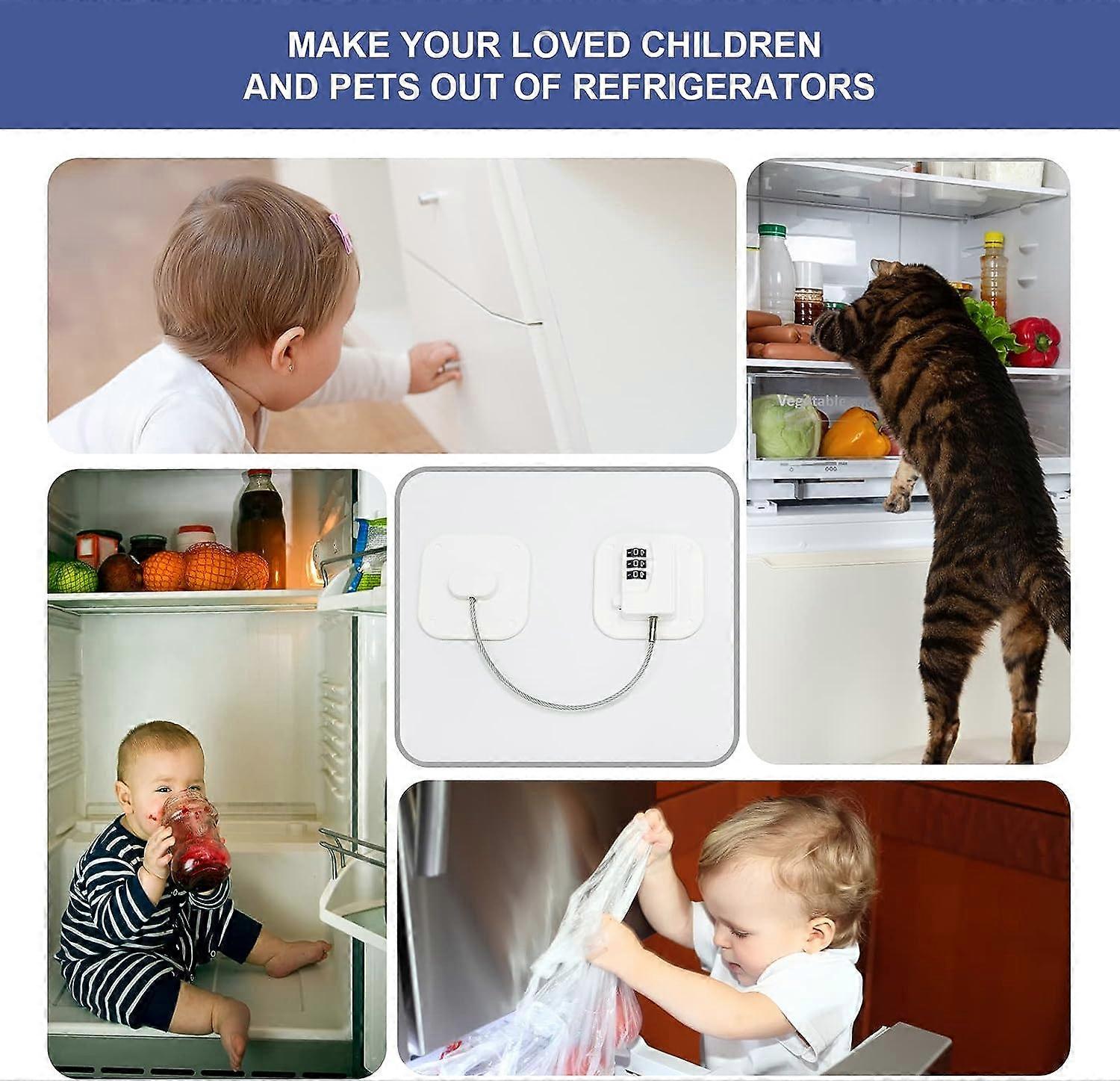 KEQAR Serrure Réfrigérateur Combinaison 4 Chiffres - Sécurité Enfant Pour Frigo Et Placards
