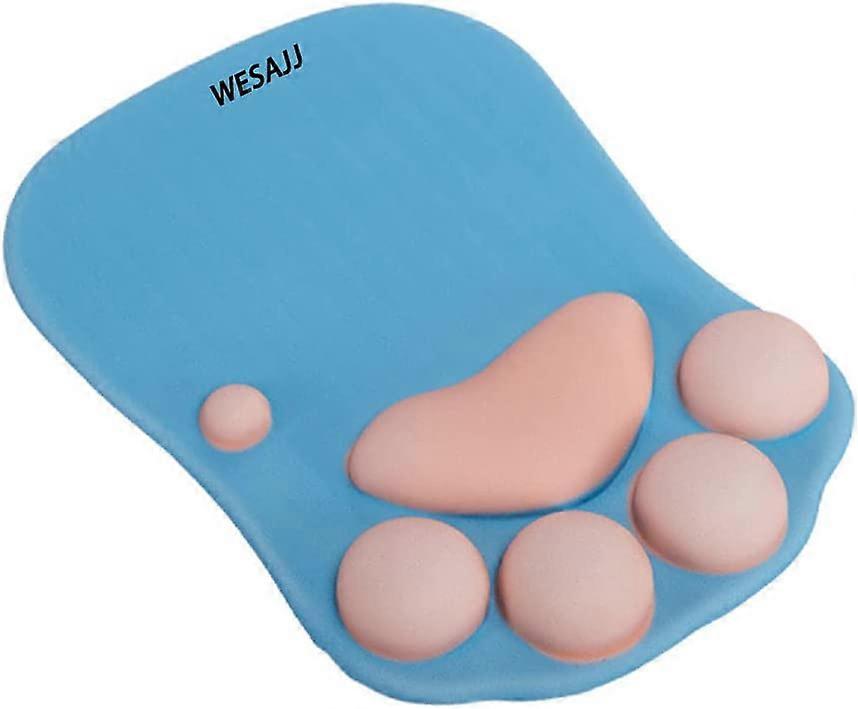 Cat Paw Mouse Pad with Wrist Support Soft Silicone Wrist Rests Non Slip Cushion Mousepad for Office Computer Gaming Desk Decor (10.7x7.8x0.9) (Light B