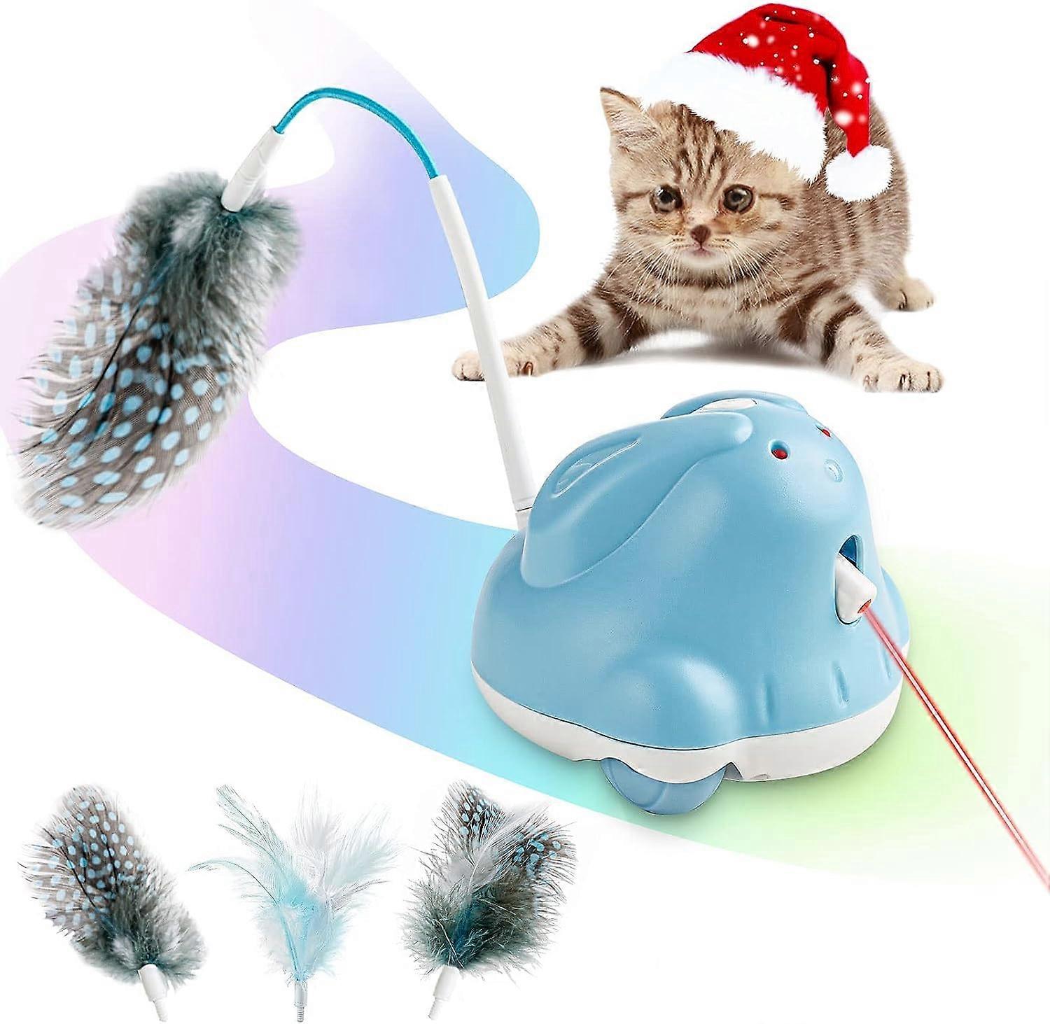 Automatic Cat Toys for Indoor Cats Replace Feather,Rechargeable Kitten Toys for Carpet,Robotic Cat Feather Toys with Laser,Self Moving Interactive Mot