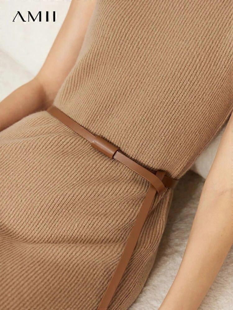 Akcesoria AMII Nowe paski ze skóry bydlęcej dla kobiet Regulowany elegancki smukły pas Modny pasek 12241388
