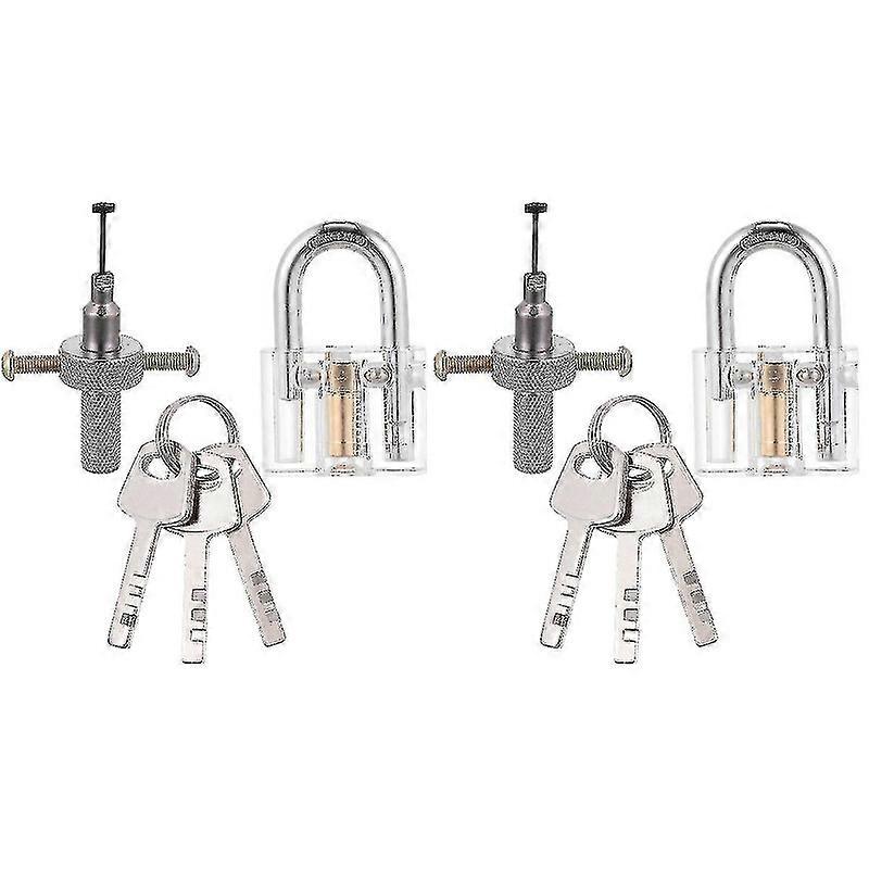 A-1 Set Transparent Blades Padlock With Disc Detainer Lock Pick Tools With 3 Keys Yalo