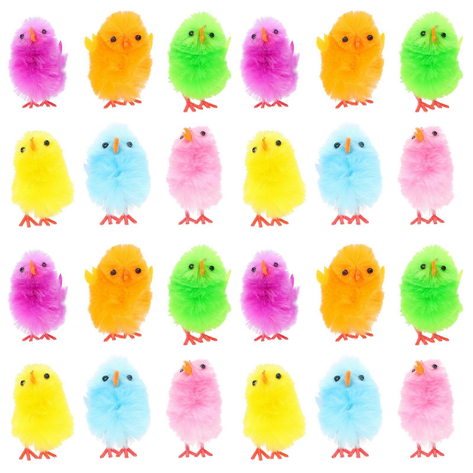 36 Pcs Plush Figure Toys Mini Fully Easter Chicks Plush Chick Animal Decorative Easter Chick Easter Coloured Chicks