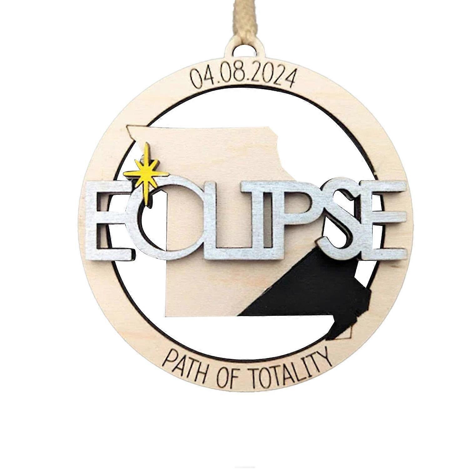 Solar Eclipse Ornament,Wooden Eclipse Keepsake Eclipse Gifts for Family, Friends