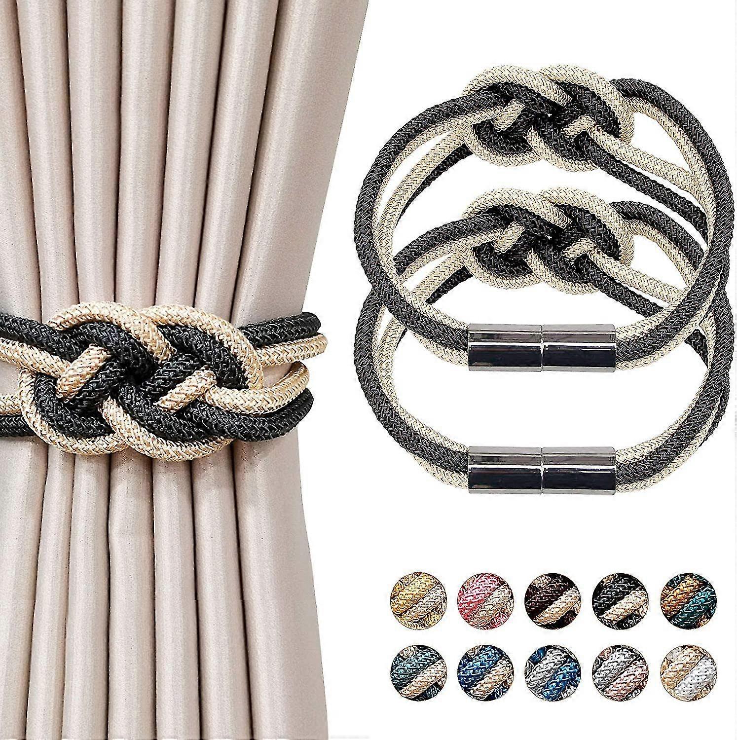 2er Pack Starker magnetischer Vorhang Krawatten-schwarz und Beige