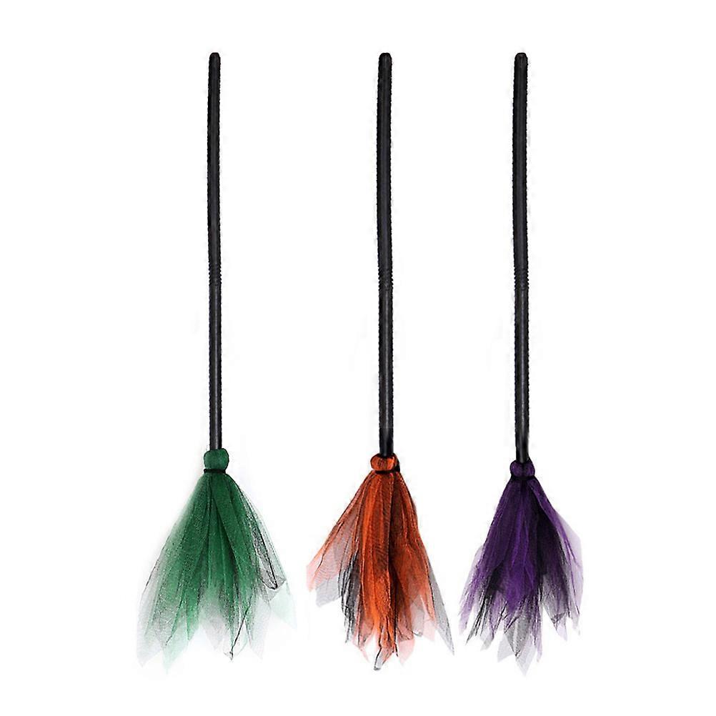 3pcs Halloween Witch Broom Witch Broomstick Cosplay Props Party Costume Accessories