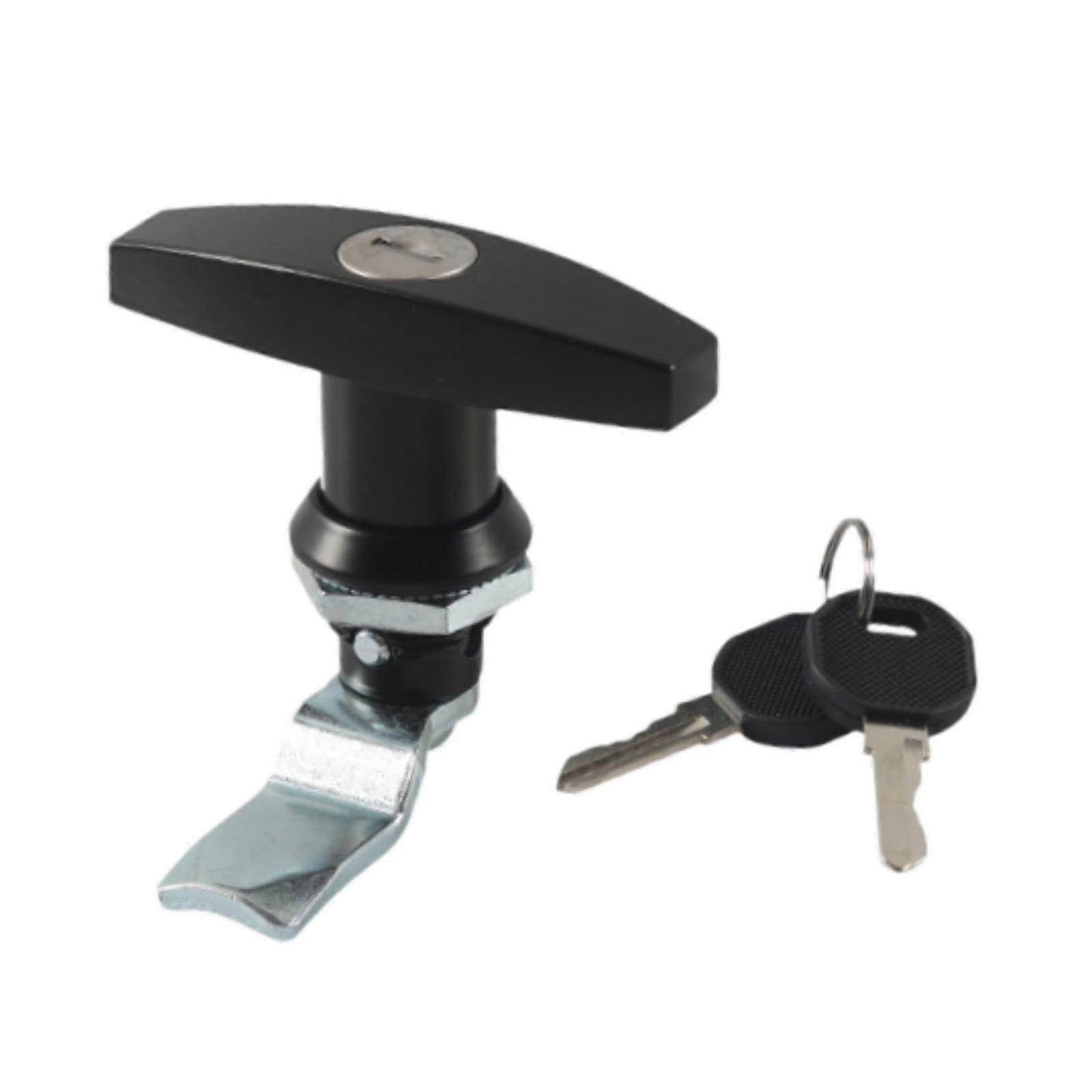 T Handle Lock with Keys Tool Box Car RV Cabinet Cargo Hauler Shed Door Latch Black