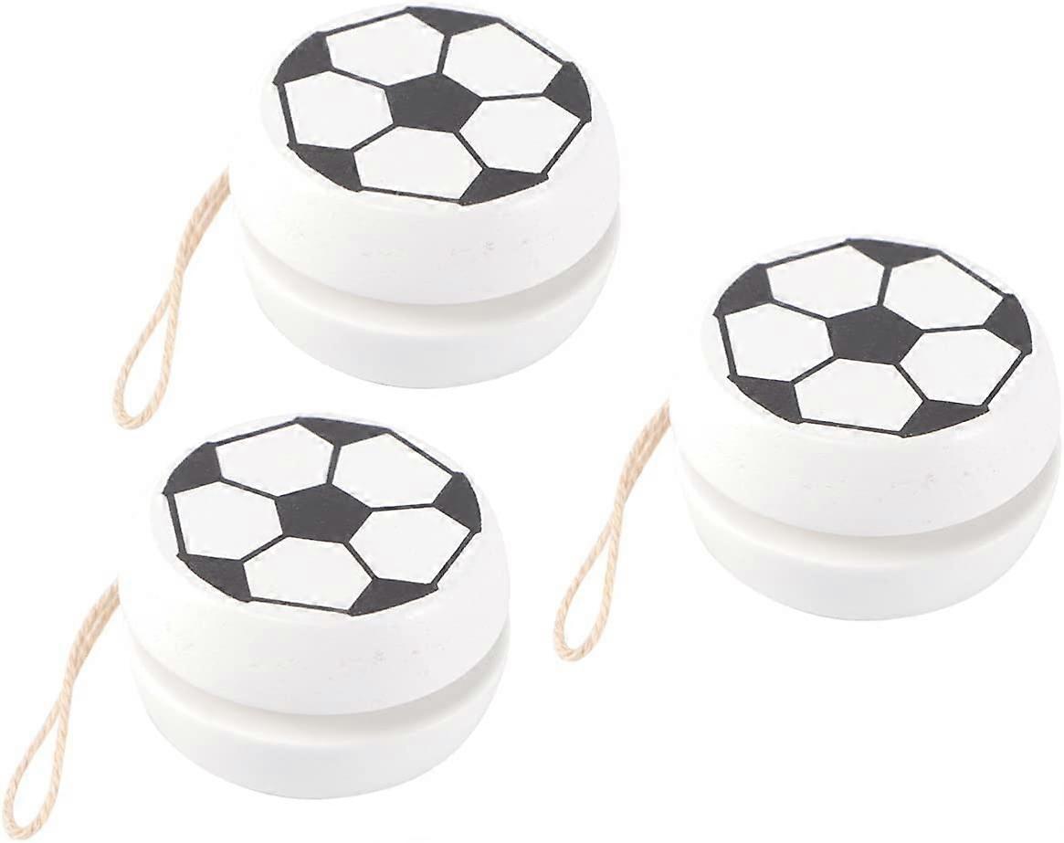 3stk træ yoyos til børn træ yo yos legetøj yoyo bolde pædagogisk legetøj (hvid fodbold)