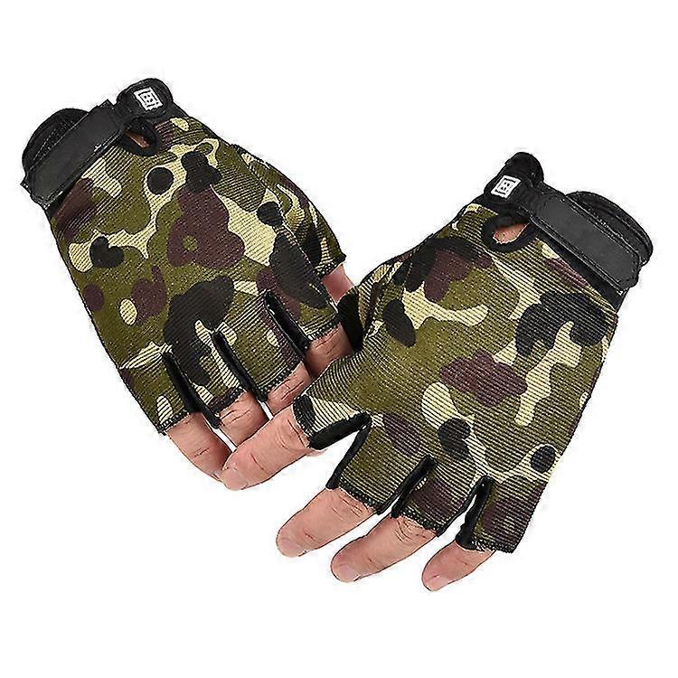 男性の通気性ノンスリップパッド入り指なしオートバイ手袋ハーフフィンガーグローブ