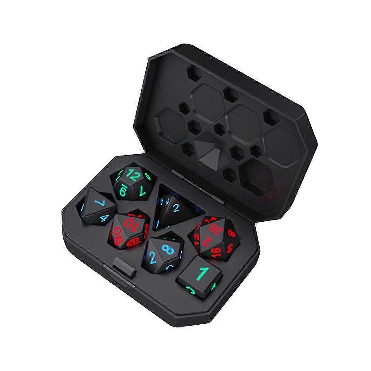 7Pcs Electronic Dice USB Rechargeable Luminous Dice Glow in the Dark DND Dices Polyhedral Dice D4 D