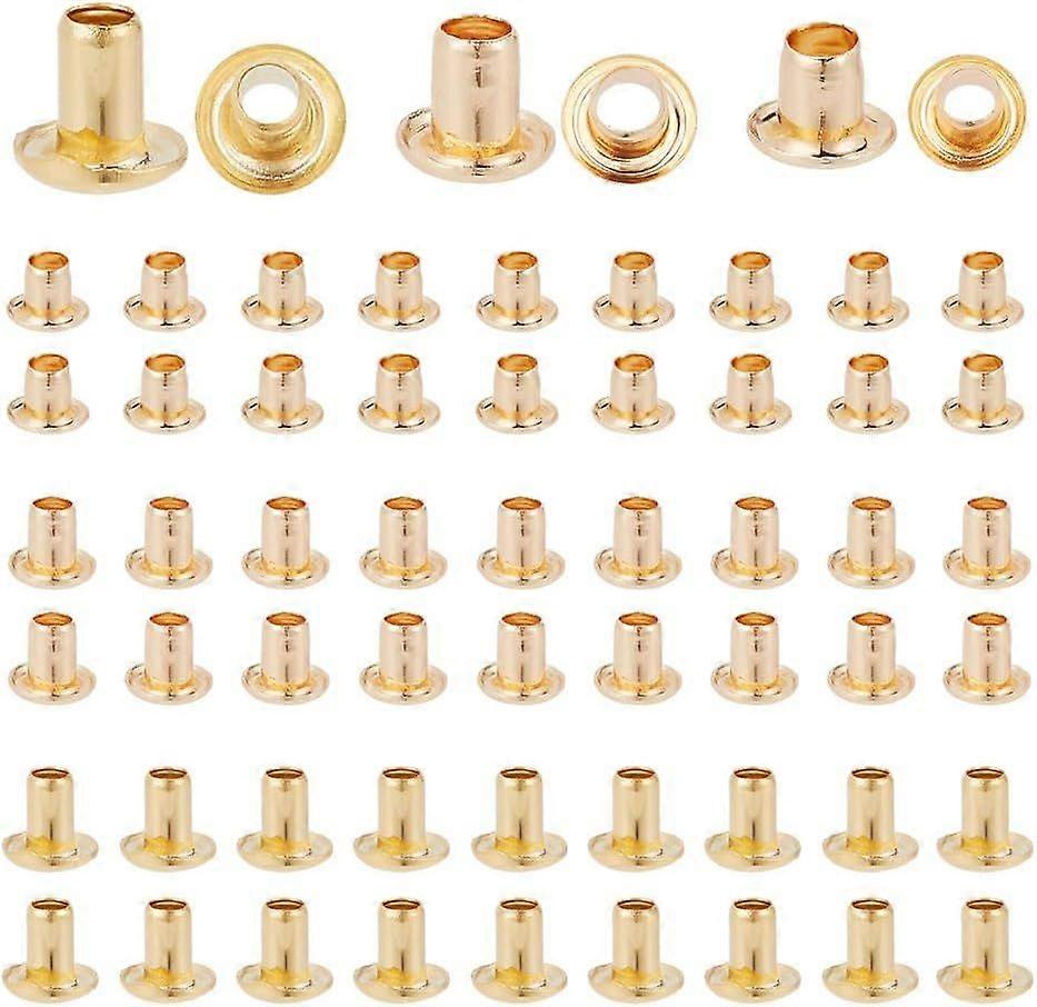 90 Pcs Brass Eyelets, 3 Sizes Golden Single Tube Through-core Eyelet Rivet Grommets Eyelets Backing Metal Small Studs for Shoes, Bead Cores, Clothes,