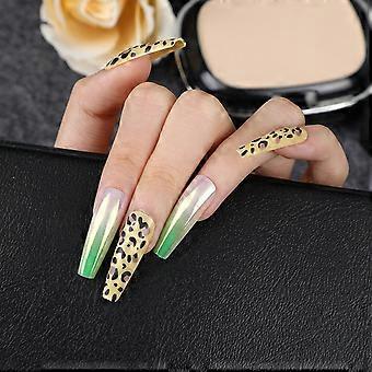 Aurora Mirror Leopard Print Fake Nails Abs Material No Toxic Non-smelly Nails  TLCBJG13