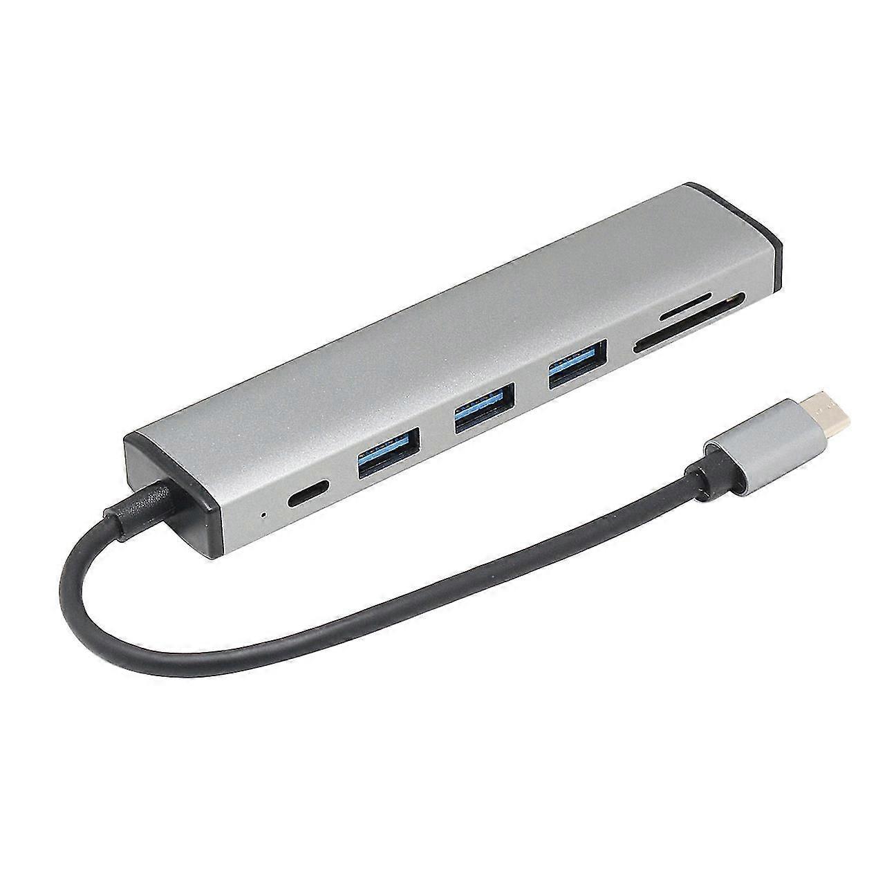 6-in-1 Usb C Hub Type-c To Usb3.0x3+pdx1+sd/tfx1 Card Reader Docking Station With Type-c Hard Drive