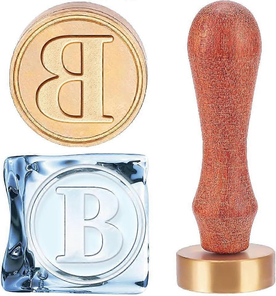 Letter B Ice Stamp Ice Cubes Press Stamp Ice Bar Drinks Stamp with Removable Stamp Handle and Velvet Pouches Ice Cube Stamp for Cocktail Whiskey Mojit
