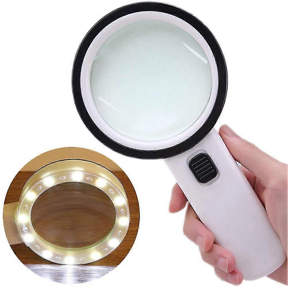 Magnifying Glass With Light,30x High Power Jumbo Lighted Magnifier Lens For Seniors Reading Small Print,stamps, Map,inspection, Macular Degeneration