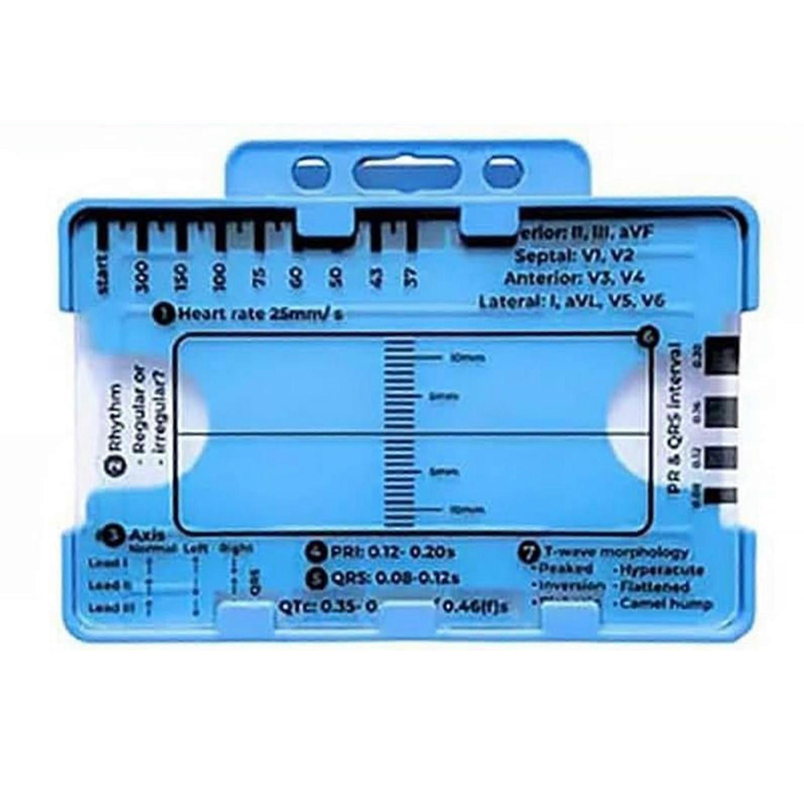 7-Step ECG Ruler, Transparent Plastic Caliper Measuring Tool for ECG/EKG Interpretation, Accurate 7-Step Plan Tool