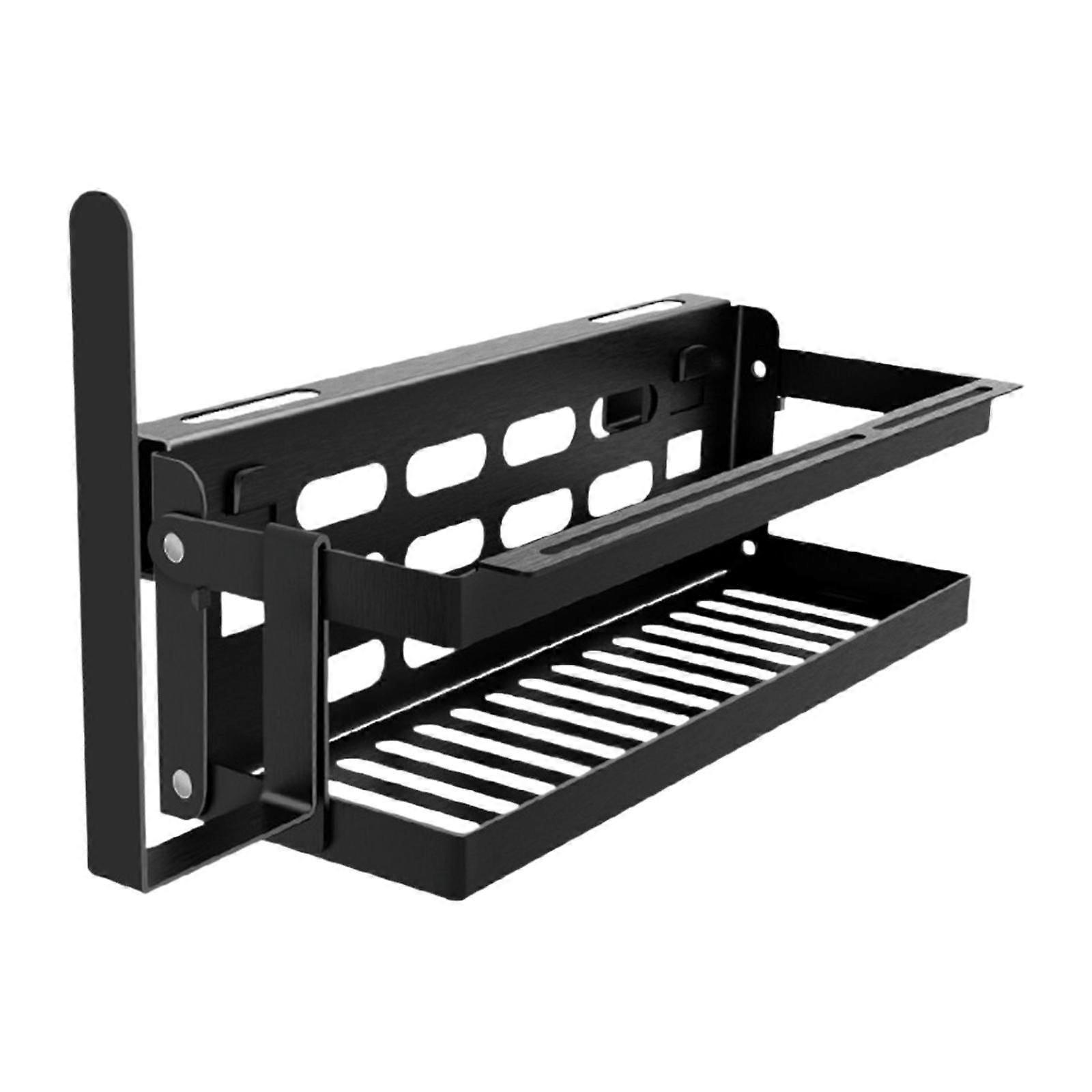 Griddle Spice Rack Easy Install Carbon Steel Foldable Seasoning Storage Rack