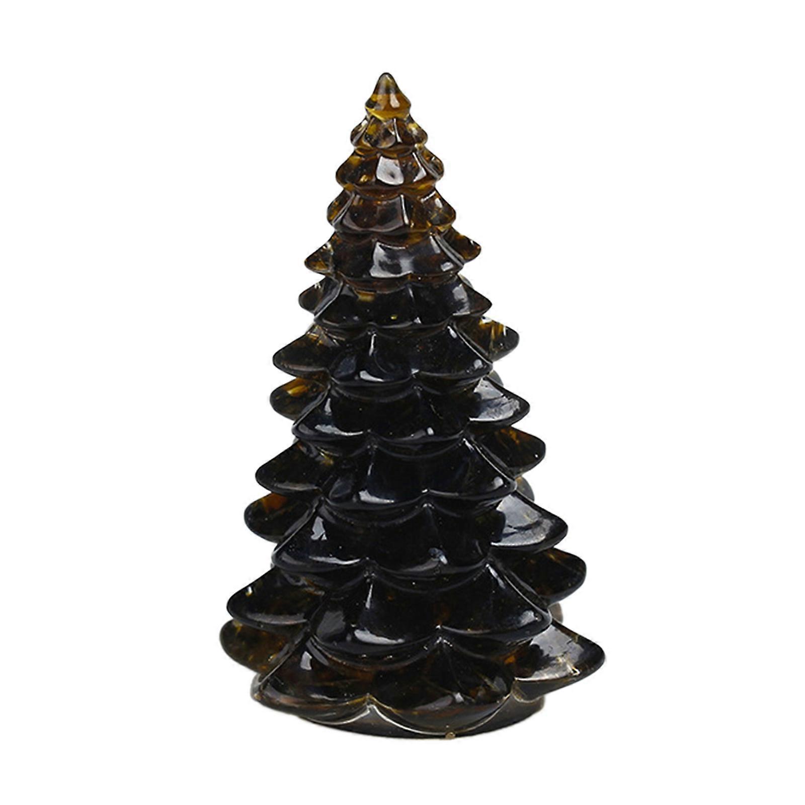 Mini Christmas Tree Figurine Crystal Resin Tree Statue Ornament Crafts for School Office Desktop Decoration Model Multicolor