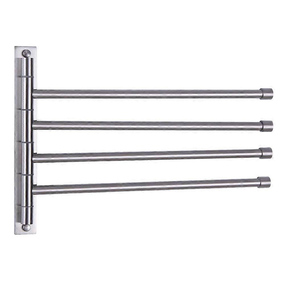 4-Arm Swivel Towel Bar with Brushed Stainless Steel Finish, Space-Saving Wall-Mounted Organizer