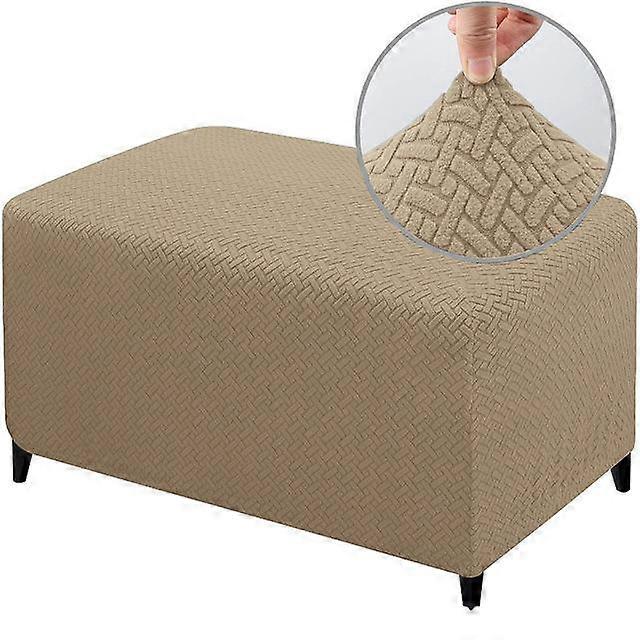 4 Size Rectangle Jacquard Ottoman Cover Stretch Durable Footstool Bench Stool Cover Washable Furniture Protector Stool Cover