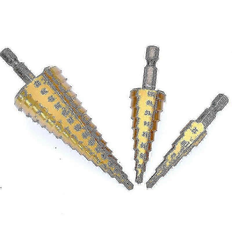 unique 3 Pcs Step Bits, Tapered Bits, 4-12 4-20 4-32mm Reaming Step Bits