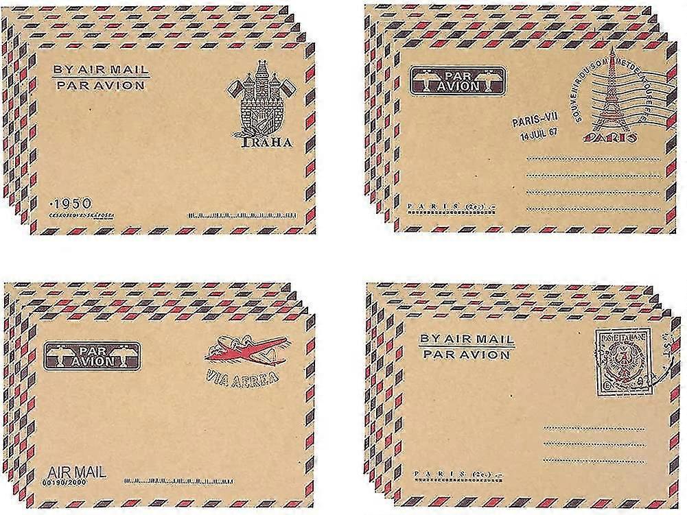 100pcs Vintage Pattern Airmail Letter Envelopes Case Holder Envelope Gift Set